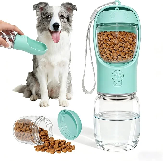 Versatile Dog Water Bottle Portable Water Bottle with Food Container for Dogs Cat Pet Hiking Walking Travel Camping Leak-Proof Dog Water Bowl Dispenser with Feeder Function Puppy EssentialsAbout ThisOverview Clean