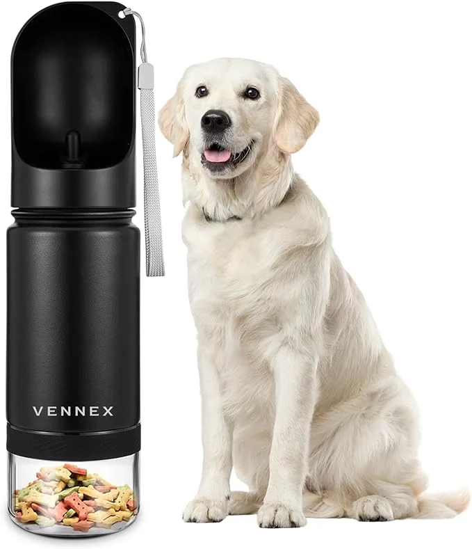 Traditional Dog Water Bottle Portable Stainless Steel Leak Proof Wide Mouth BPA Water Dispenser for Medium Small Dogs Pups 2 in 1 with Detachable Bowl Traveling Outdoor Walking Hiking Accessories 12OZ .About ThisOverview Efficient
