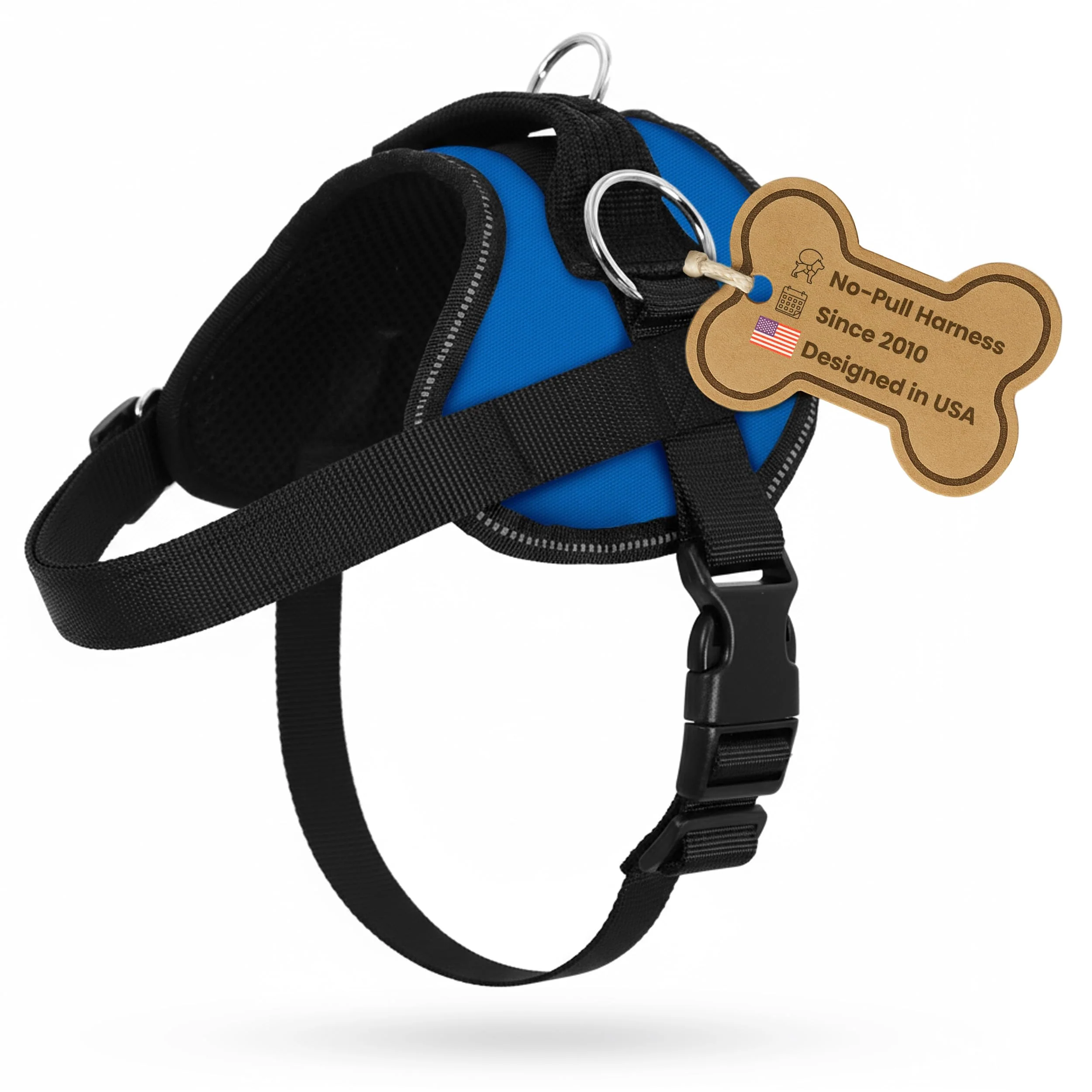 Advanced Bark Appeal Blue No-Pull Dog Harness for XS–Small Dogs Adjustable Reflective Vest with 3 Leash Clips Premium Material
