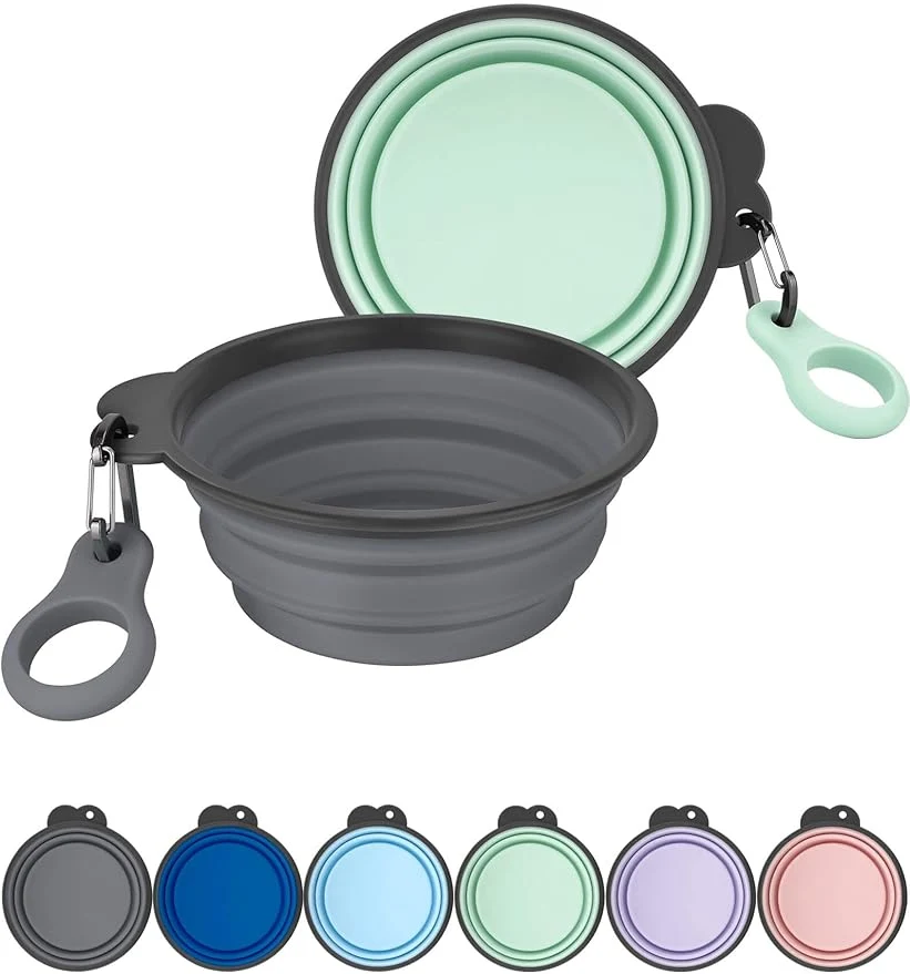 Artisan Aonkey Collapsible Dog Bowls with Bottle Carrier 2 Pack Travel Dog Water Bowl Upgraded Carabiner One-Piece Molded Rim No Fall Off or Crack Foldable Silicone Portable for Pets Walking Hiking 15ozAbout ThisOverview Quality