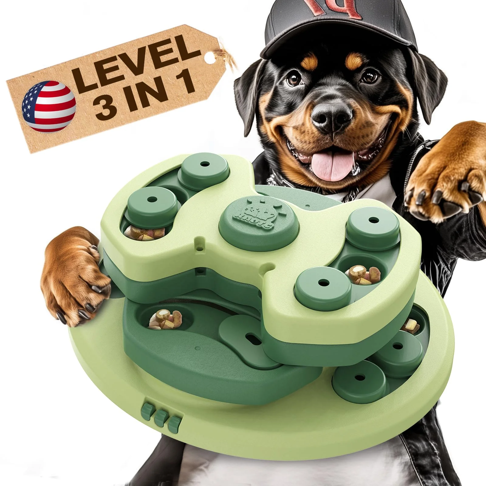 Stylish KADTC US Brand 3-Level Dog Puzzle Toy Mental Stimulation Slow Feeder Elite