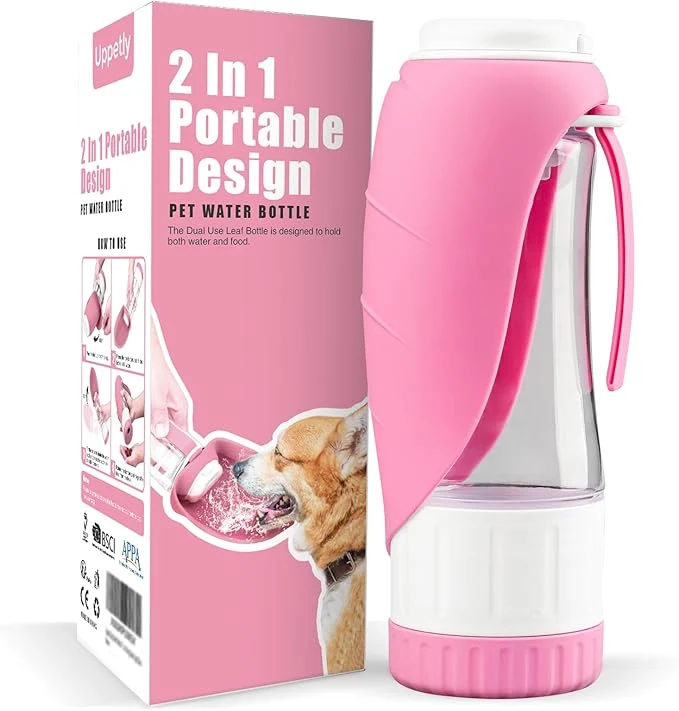 Prestigious Dog Water Bottle Pet Water Bottle with Food Container and Drinking Feeder Leak Proof BPA- Portable Foldable Puppy Water Cup Dispenser for Outdoor Walking Travel Hiking Small PinkAbout ThisOverview Luxury