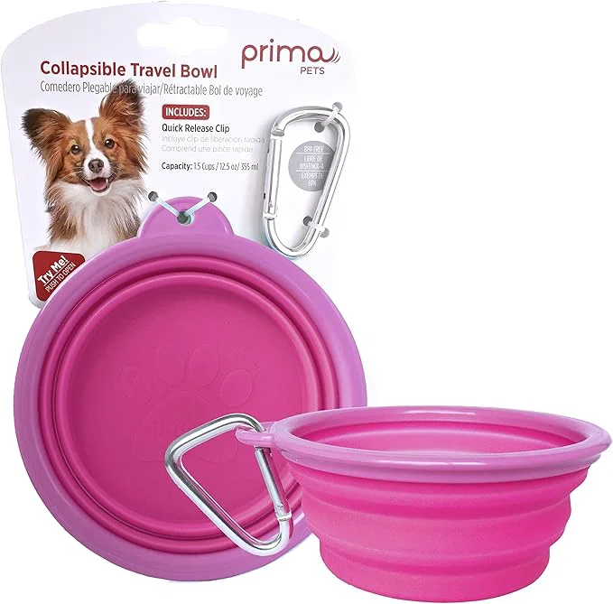 Environmentally Friendly Prima Pet Expandable Collapsible Silicone Food Water Travel Bowl with Clip for Small Medium Dog and Cat Size 1.5 Cups 5.1 Inch Diameter Bowl Pink About ThisOverview Artisan