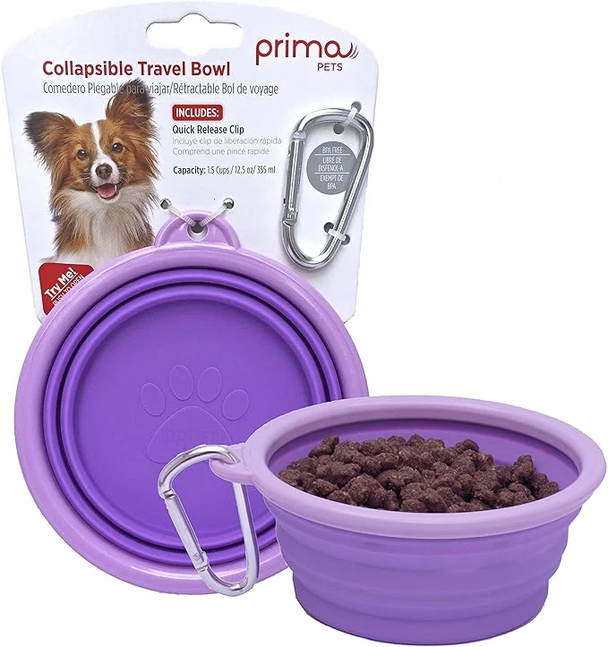 Green Prima Pet Collapsible Silicone Food and Water Travel Bowl with Clip for Dog and Cat Small 1.5 Cups About ThisOverview Breathable