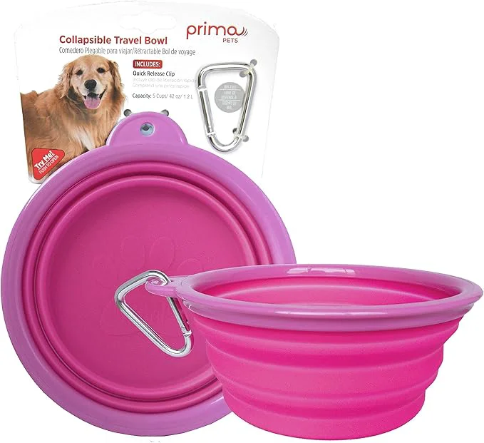 Excellent Prima Pet Collapsible Silicone Water Travel Bowl with Clip for Dog and Cat Portable and Durable Pop-up Feeder for Convenient On-The-go Feeding – Size Large 5 Cups PinkAbout ThisOverview Refined