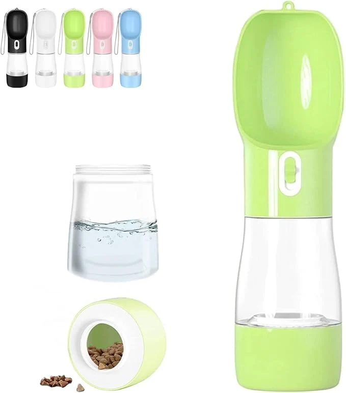 Superior Portable Dog Water Bottle - Leak Proof Dog Water Dispenser with Bowl Food Container Dishwasher Safe Food Grade Plastic for Pet Puppy Outdoor Walking Hiking Travel GreenAbout ThisOverview Trusted