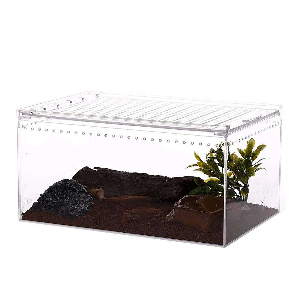Comfortable NANEEZOO Magnetic Acrylic Large Enclosure – 2.5 Gallon 12x8x6 in Reptile Breeding Box Classic