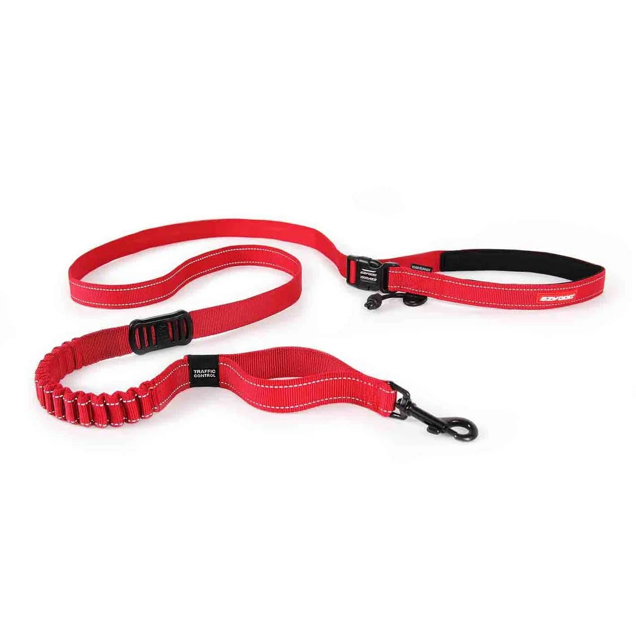 Specialty EzyDog Road Runner Hands Leash – Zero Shock Bungee Reflective Waist Red High-Grade