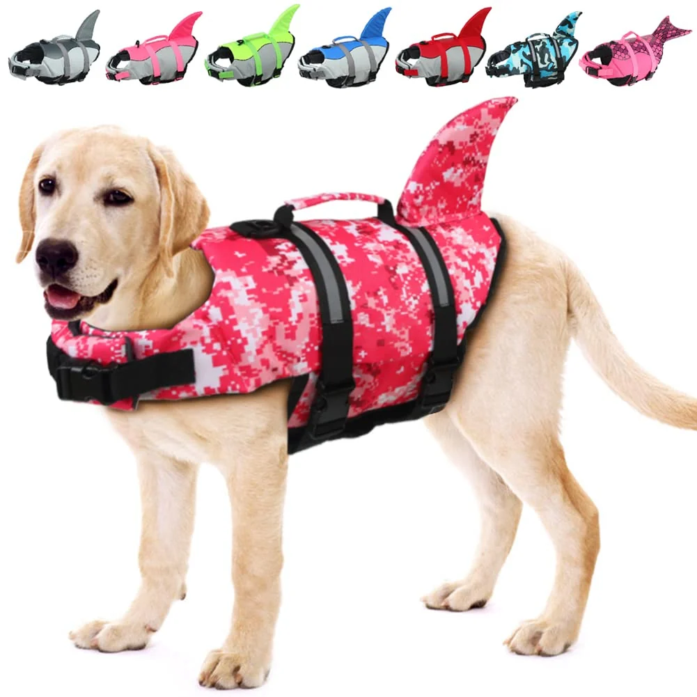 Effective EMUST Large Dog Life Jacket – Pink Camouflage with Rescue Handle Adjustable Fit Dependable