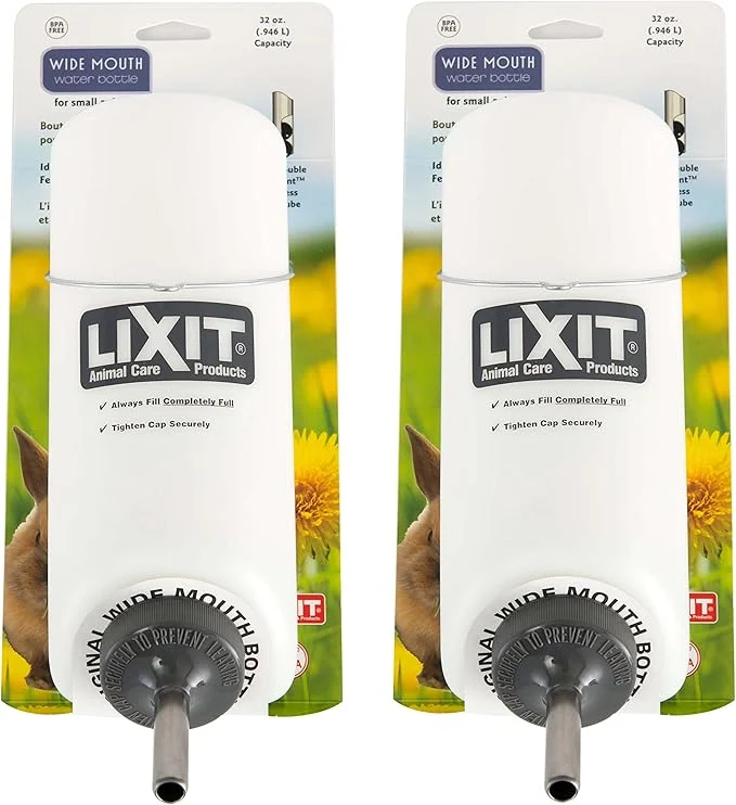 Verified Lixit Wide Mouth BPA- Cage Water Bottles for Rabbits Ferrets Guinea Pigs Rats Chinchillas Hamsters Mice Hedgehogs Gerbils and Other Small Animals. Translucent 32 Ounce Pack of 2 About ThisOverview Traditional