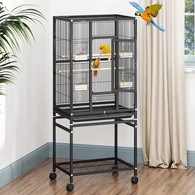 Traditional DWVO 53.9-Inch Metal Bird Cage Large Parrot Cages Long-Lasting