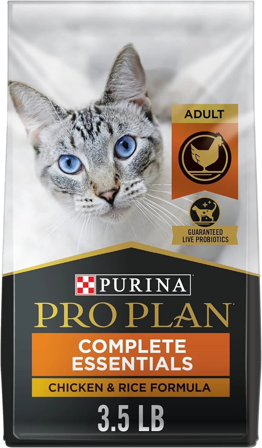 Consistent Purina Pro Plan High Protein Cat Food With Probiotics for Cats Chicken and Rice Formula - 3.5 lb. Bag Lightweight