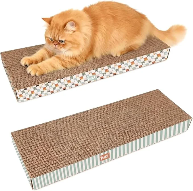 Reusable Cats Rock Scratching Board for Indoor Cats Corrugated Cardboard Cat Scratcher with Catnip Double-Sided Scratch Pad Rectangle Scratcher Icon and Squares Design Pack of 2 About ThisOverview Efficient