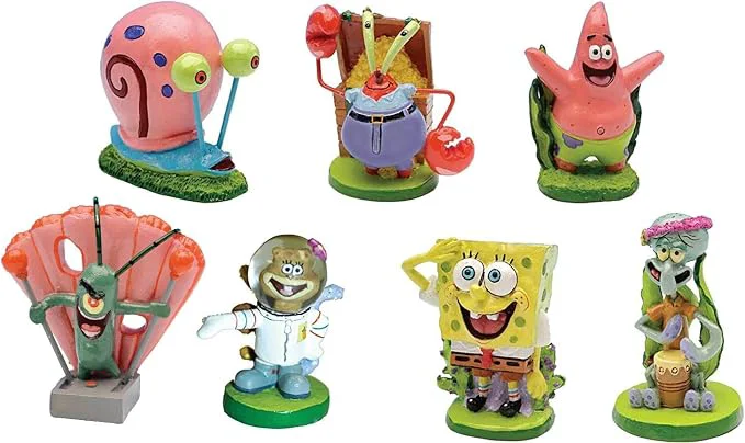 Traditional PennPlax Spongebob 7-Piece ly Licensed Aquarium Ornament Set – Great Versatile