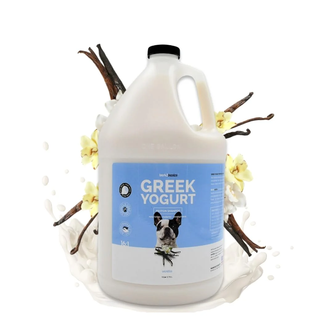 Easy-to-Use Bark2Basics Vanilla Greek Yogurt Dog Shampoo 1 Gallon Protein-Powered Coat Care All-Natural Cruelty- Versatile