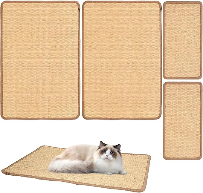 Carefully Designed 4 Pack Cat Scratcher Mat Fabric Sisal Cat Scratching Pad for Indoor Cats Scratching Rug Wall Scratchers with Adhesive Hook Loop Tape for Protect Couch and CarpetsAbout ThisOverview Genuine