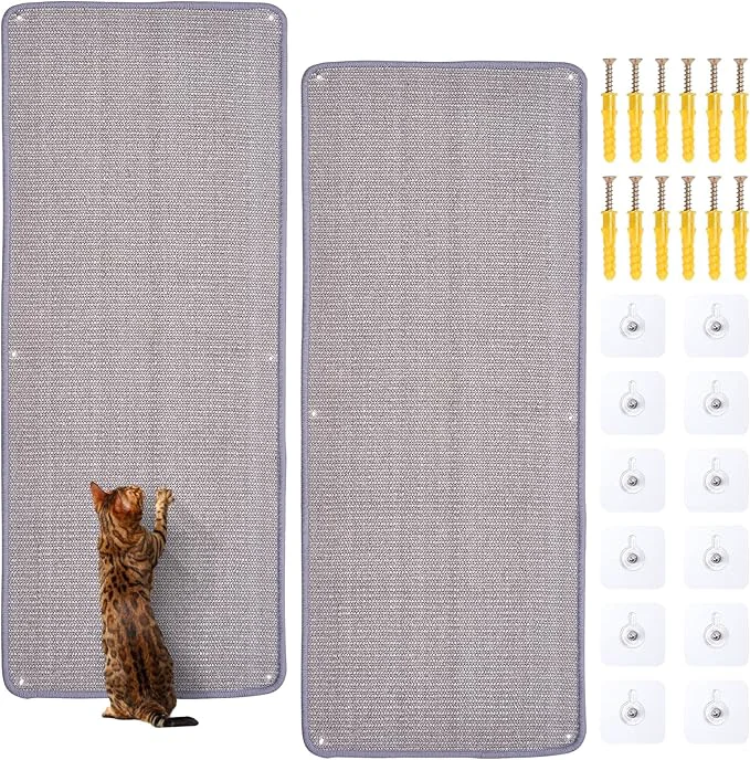 Artisan Natural Sisal Cat Scratcher Mat Wall Scratcher Carpet Cat Climbing Wall Large Tall Scratching Post Sofa Protector Scratching Mat Pad for Indoor Cats Gray 39.3 Lx15.7 W 2PCS About ThisOverview Original