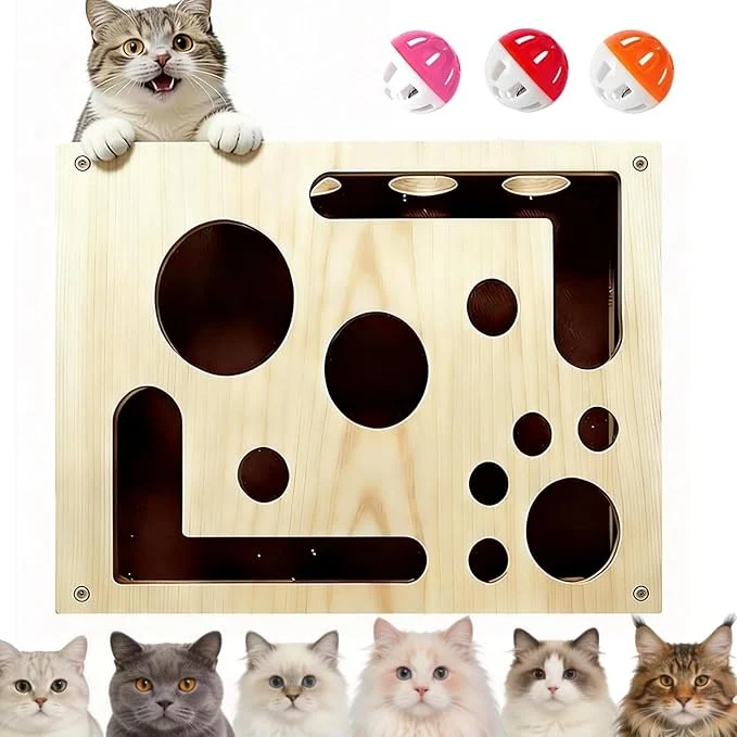 Reliable Cat Nail File Scratch Enrichment Box Advanced Cat Scratch Puzzle Enrichment Maze Box Nail File Stress Cat Scratcher for Indoor Cats with Sandpaper and 3 Bell BallsAbout ThisOverview Trendy