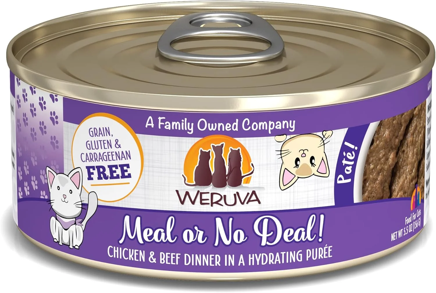 Crafted Weruva Wet Cat Food Meal or No with Chicken and Beef Pate 5.5oz Can Pack of 8 Official