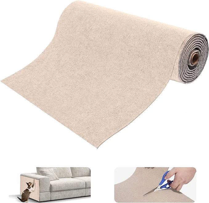 World-Class Uranshin Trimmable Cat Scratch Mat pad Self-Adhesive Cat Scratching Post Carpet Covered 78.7 x15.8 Cat Tree Shelves Parts cat Furniture Protector for Couch Wall Khaki About ThisOverview Genuine