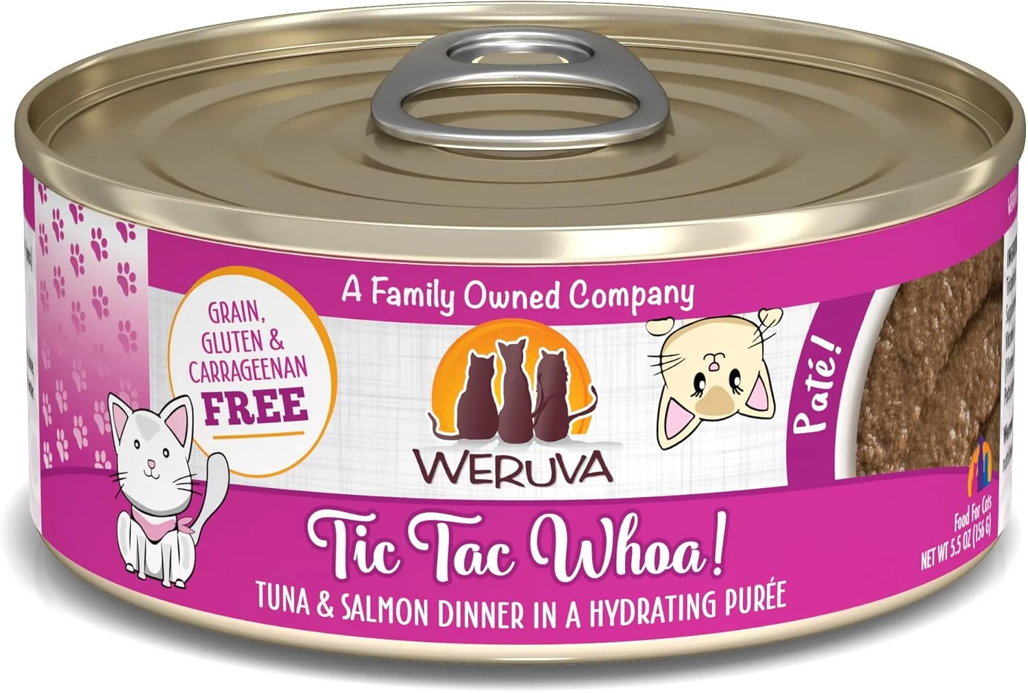 Environmentally Friendly Weruva Wet Cat Food Tic Tac Whoa with Tuna and Salmon Pate 5.5oz Can Pack of 8 Relaxed