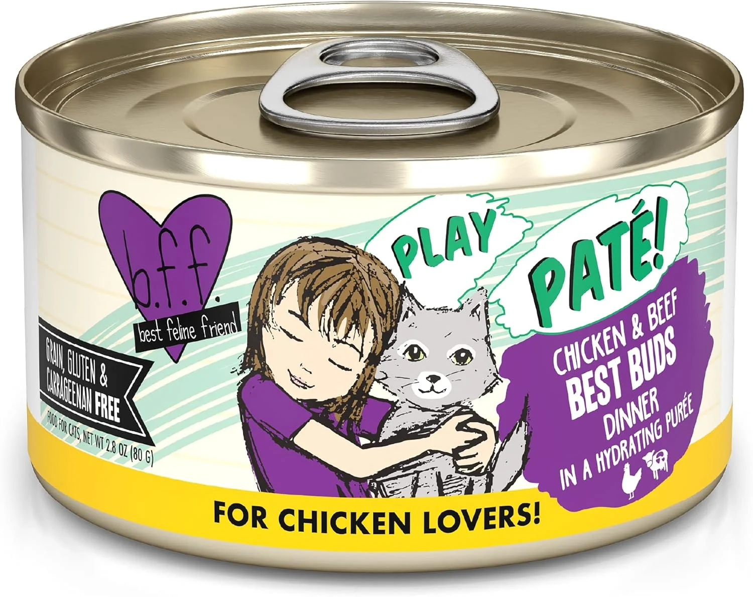 Trusted Weruva B.F.F. Play - Feline Friend Paté Lovers Aw Yeah Chicken Beef Buds with Chicken Beef 2.8oz Can Pack of 12 Practical