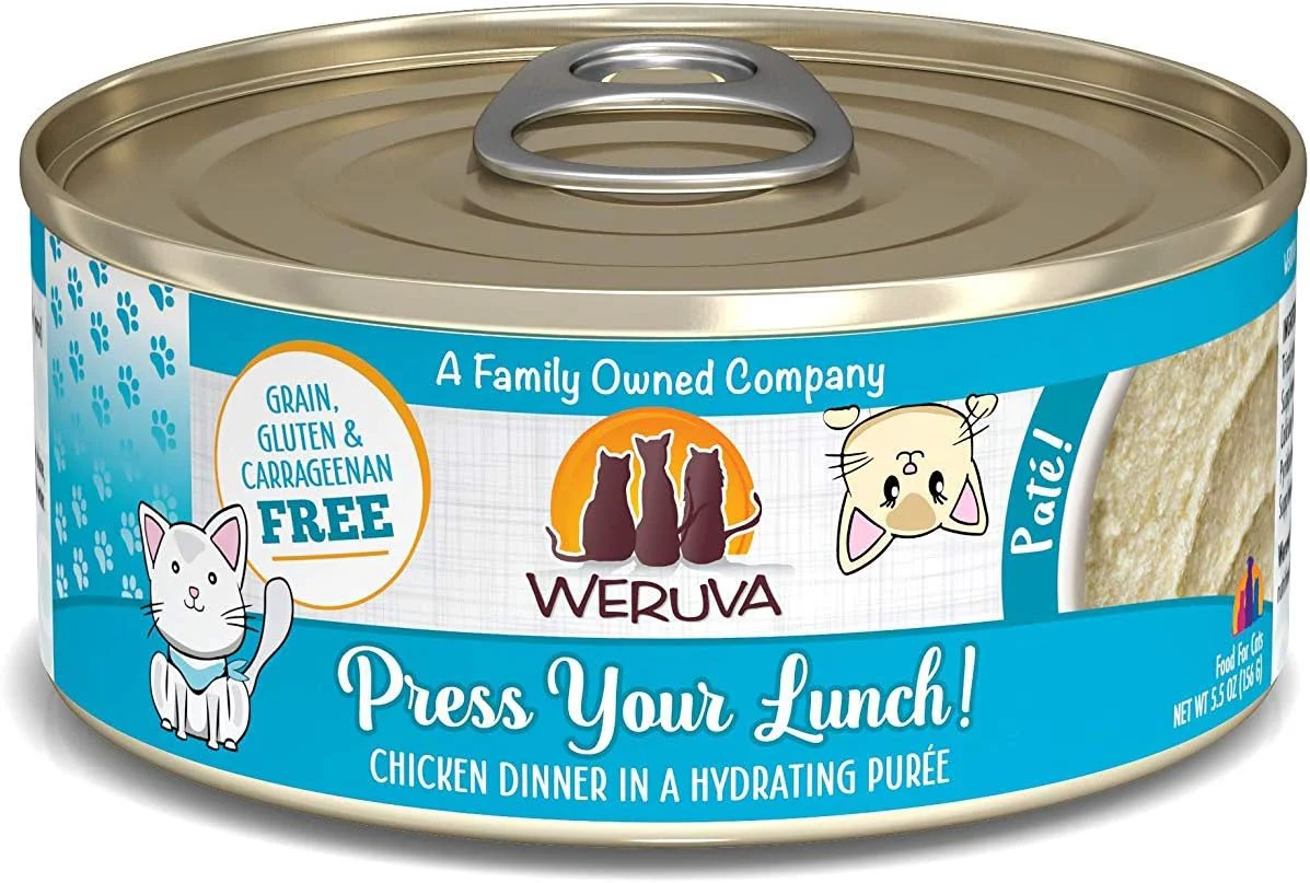 Smart Weruva Wet Cat Food Press Your Lunch with Chicken Pate 5.oz Can Pack of 8 Enhanced