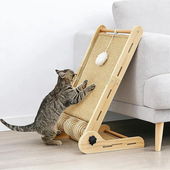 Certified 32 Foldable Sisal L Shaped Cat Scratch Pad with Ball Toy Wooden Cat Scratching Post for Indoor Cats 180° Angles Cat Scratcher for Indoor Cats Durable Modern Cat Scratching BoardAbout ThisOverview Specialty