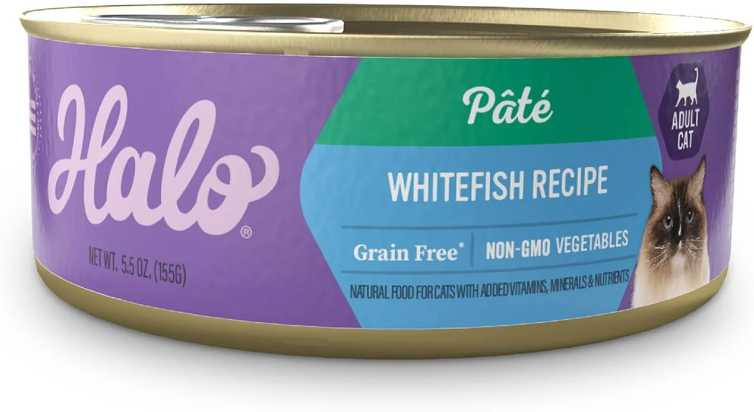 Top-Quality Halo Wet Cat Food Whitefish Recipe Grain Wet Cat Pate Canned Cat Food for Extra Hydration 5.5 Oz Can Pack of 12 Superior