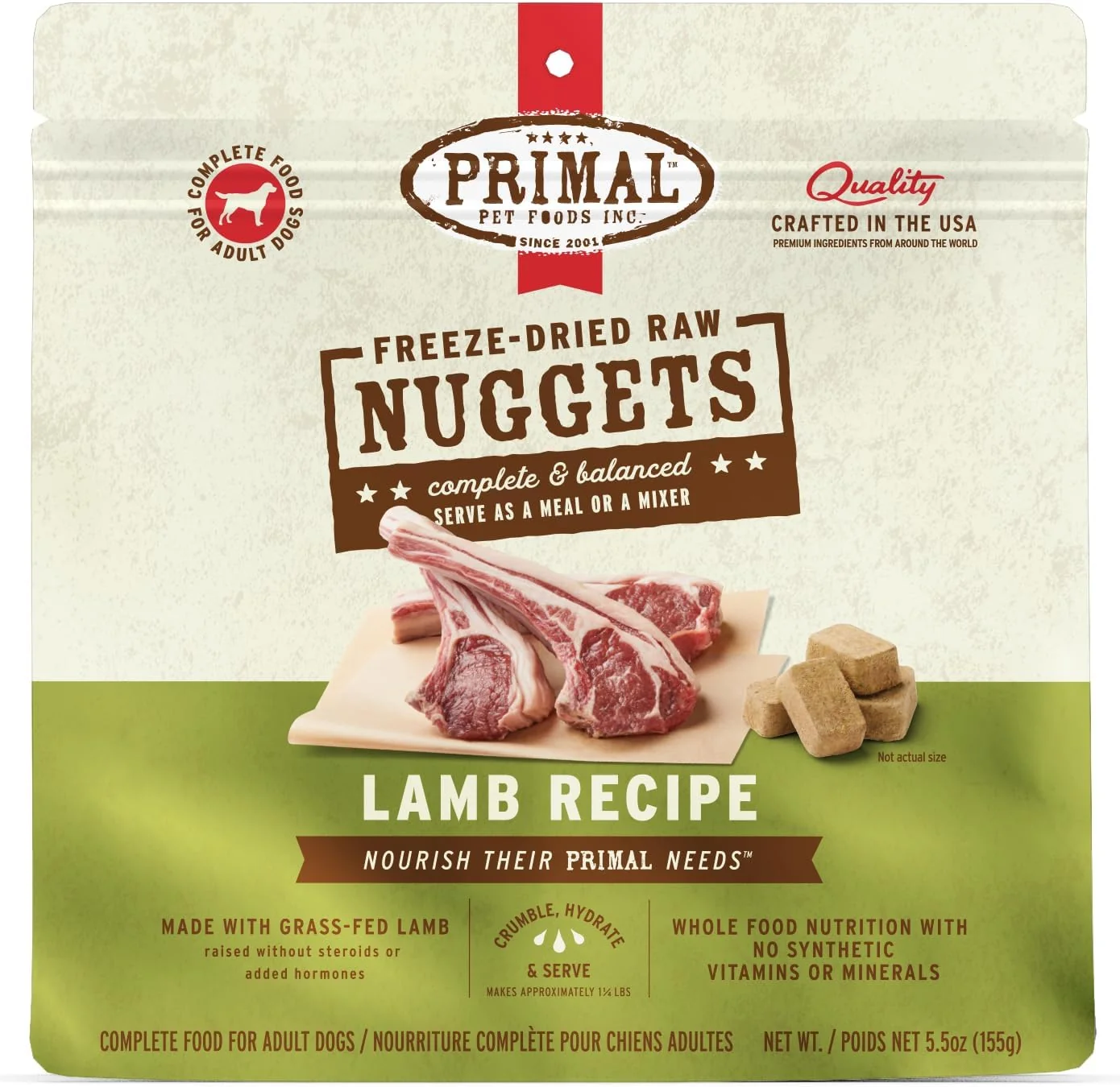 Efficient Primal ze Dried Raw Dog Food Nuggets Lamb Complete Balanced Meal Also Use as Topper or Treat Premium Healthy Grain High Protein Raw Dog Food 5.5 oz Optimized