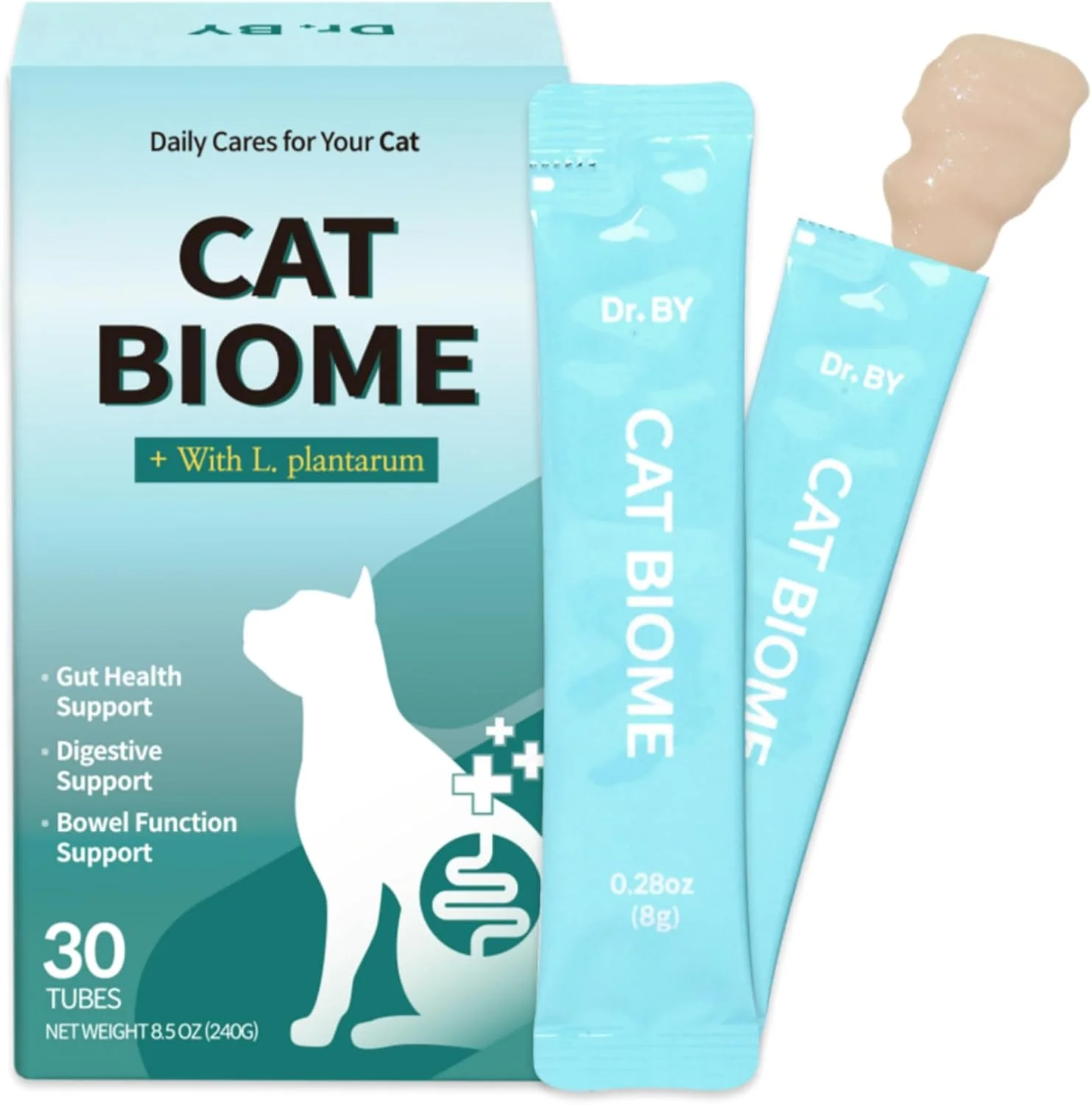 Versatile Dr.by CAT BIOME Cat Probiotics - Digestive Gut Support for Cats Diarrhea Relief Immunity Booster with Lactiplantibacillus plantarum Lickable Formula Individually Packaged Secure