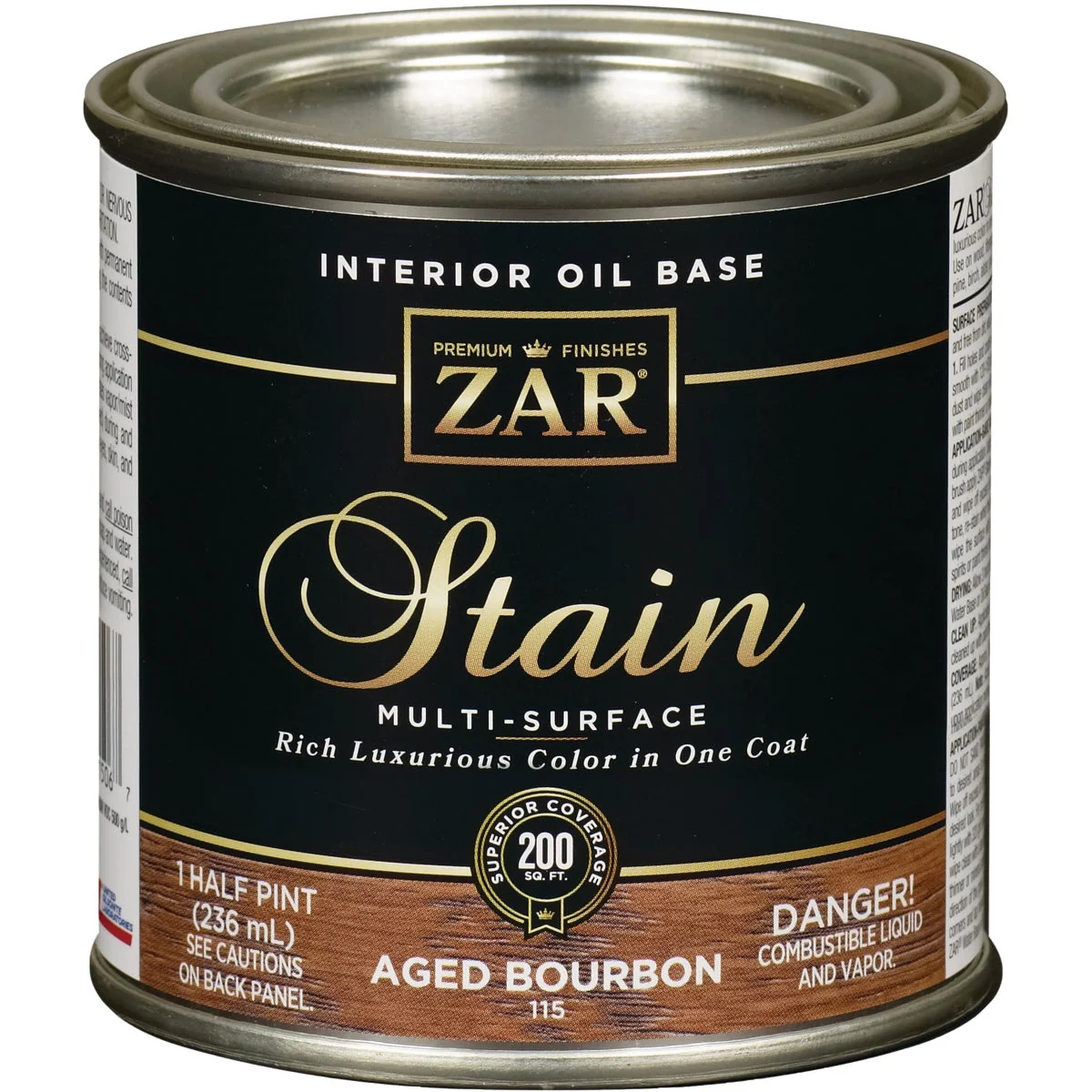 Excellent ZAR Oil-Based Wood Stain Aged Bourbon 1 2 Pt. Premium