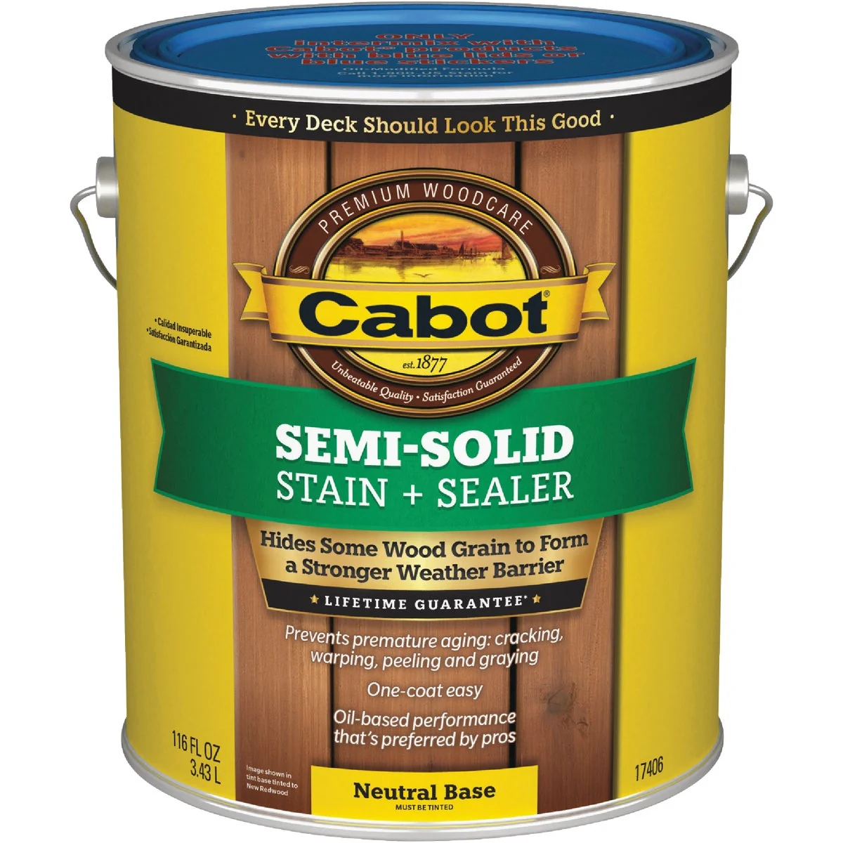 Advanced Cabot VOC Semi-Solid Deck Siding Stain Neutral Base 1 Gal. Reusable