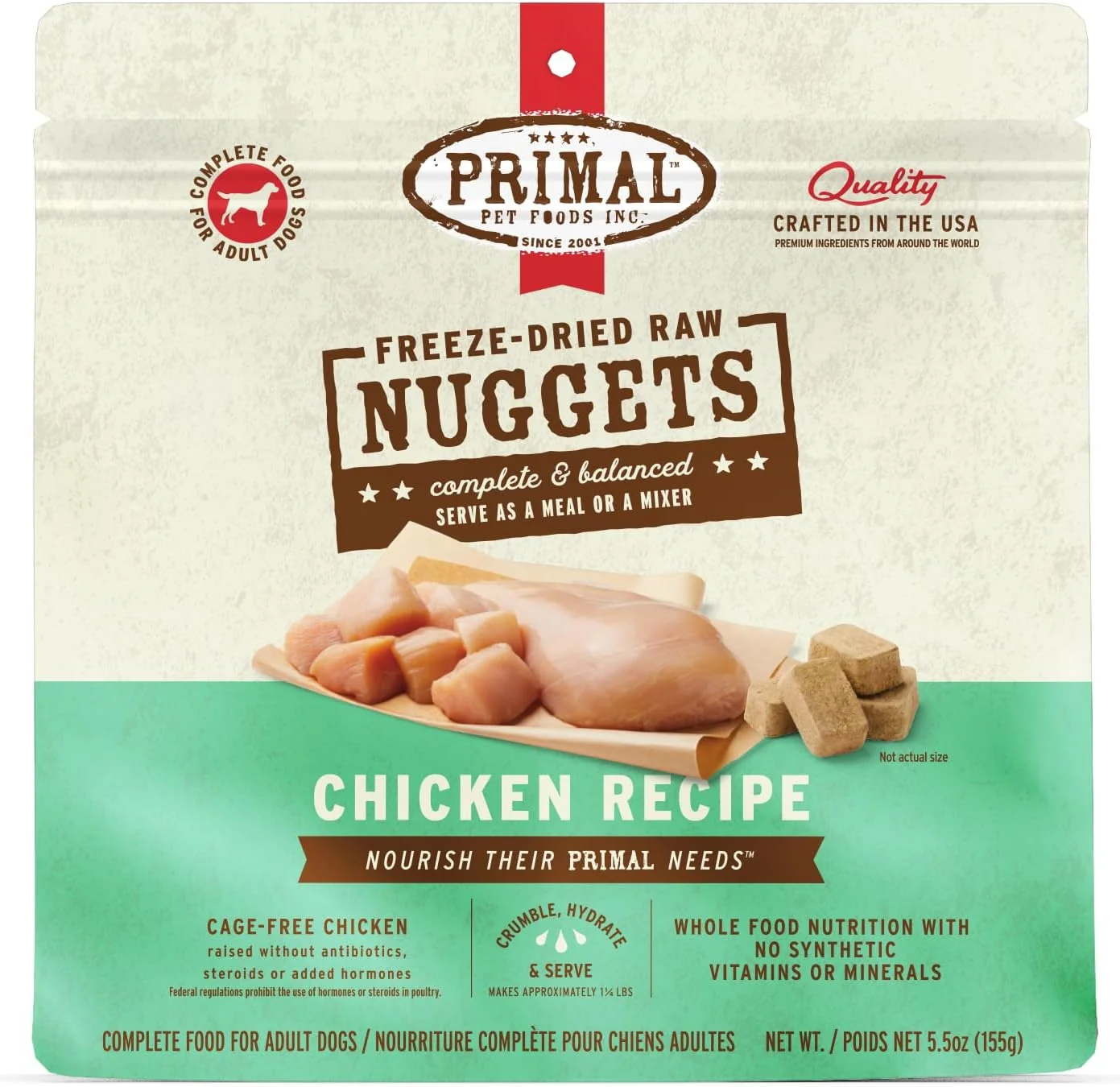 Environmentally Friendly Primal ze Dried Raw Dog Food Nuggets Chicken Complete Balanced Meal Also Use as Topper or Treat Premium Healthy Grain High Protein Raw Dog Food 5.5 oz Modern