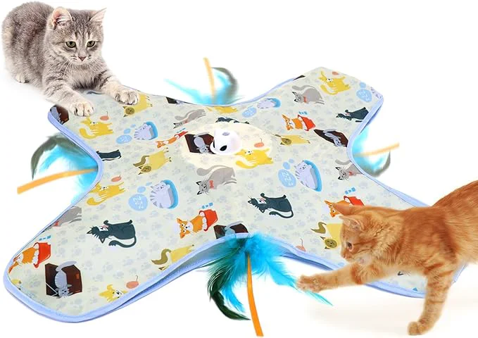 Authentic DFQ Interactive Cat Toy for Indoor Cats Rechargeable Touch-Activated Moving Feather Wand with Concealed Motion Play Toy for Kittens and Adult Cats Yellow About This Minimalist
