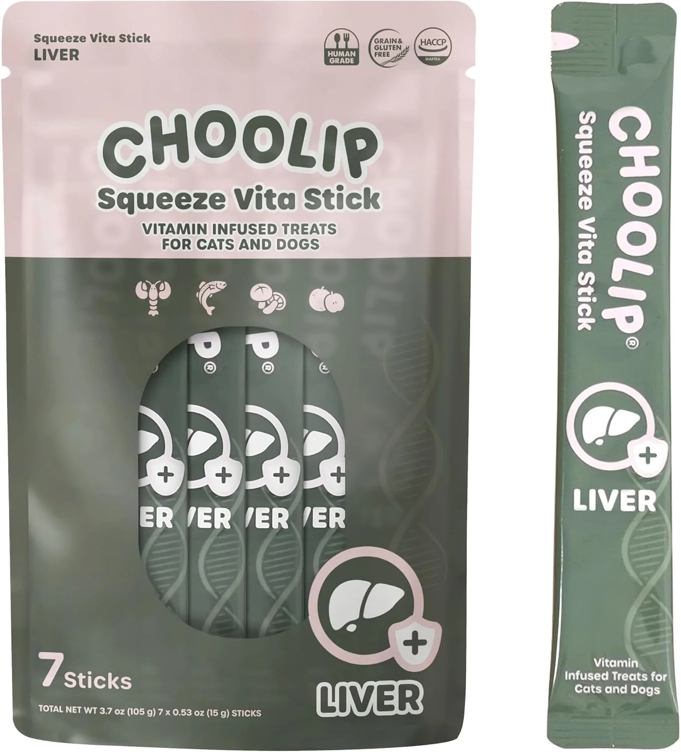 Lightweight Squeeze Vita Stick Lickable Treats for Dogs Cats. 7 Liver Support Sticks with Essential multivitamins. Soft and Tasty Paste for All Life Stages Supporting Liver Health Casual
