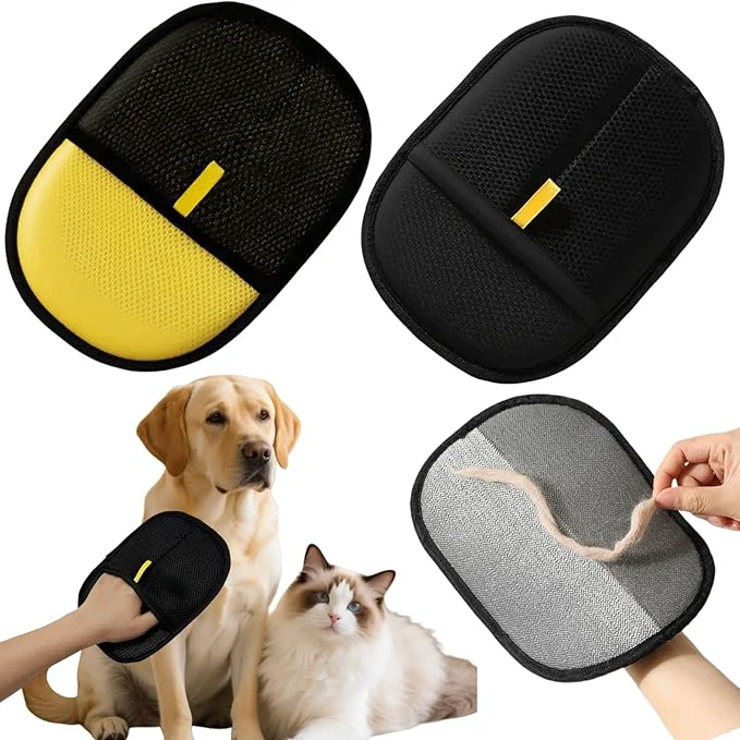 Advanced 2Pcs Electrostatic Pet Hair Removal Gloves for Cats Dogs 2025 New Upgraded Reusable Quick De-Shedding Grooming Gloves Animal Fur Remover Tool for Couch Carpet Furniture Car Seat Clothing CurtainAbout This Safe