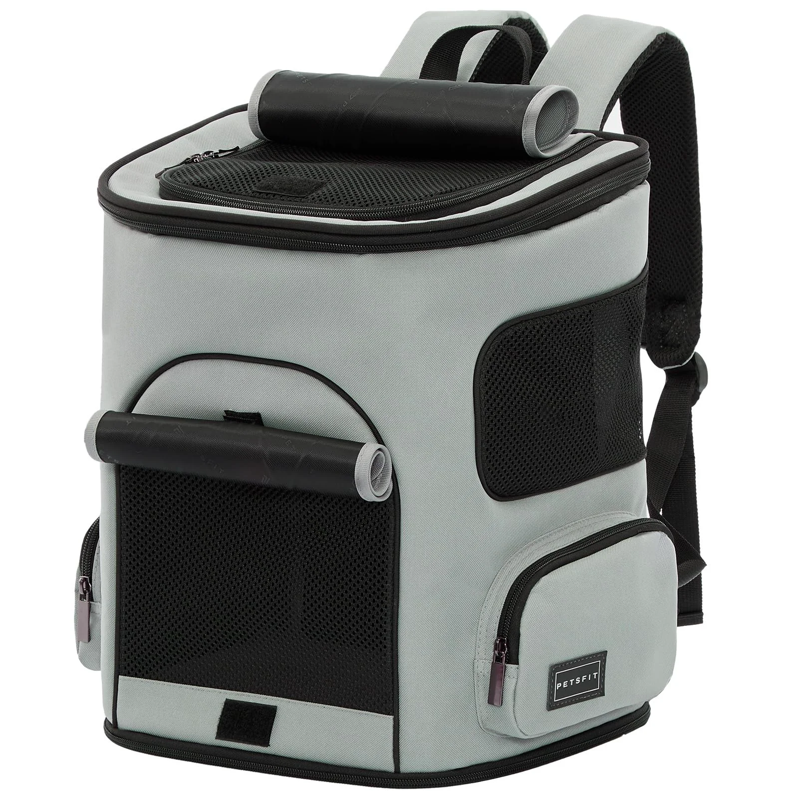 Convenient PETSFIT Cat Carrier Backpack with Upgraded Waist Protection — Ventilated Collapsible Grey Sustainable