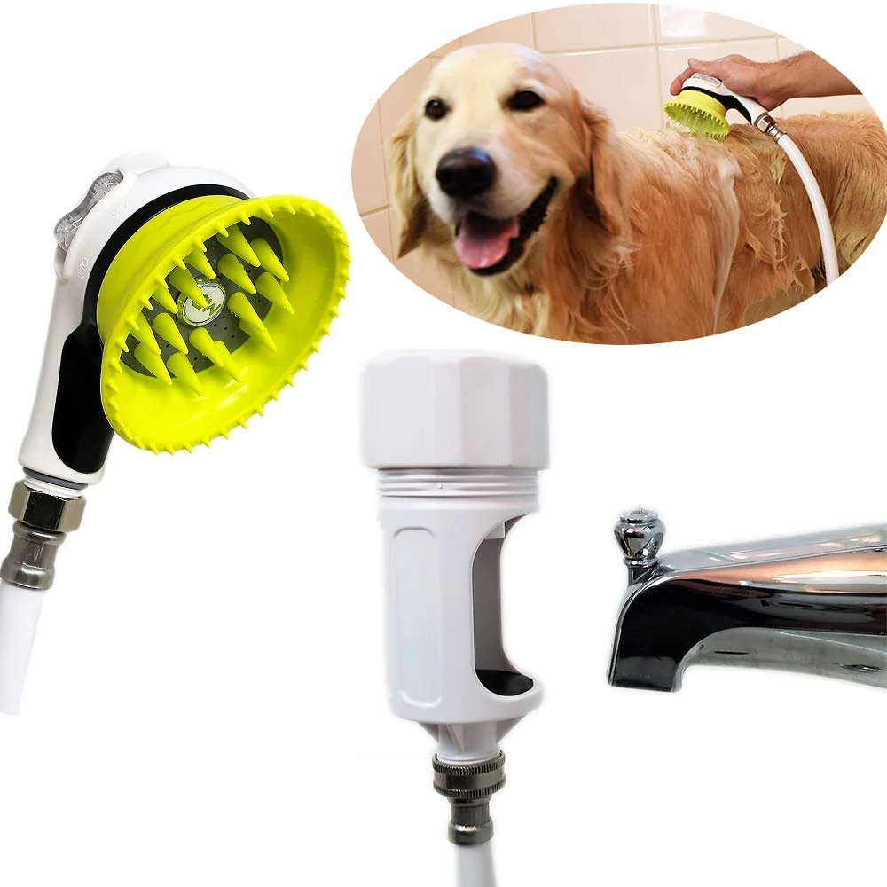 Excellent Wondurdog Bathtub Spout Garden Hose Dog Wash Kit with Splash Shield Rubber Scrubbing Teeth Effective