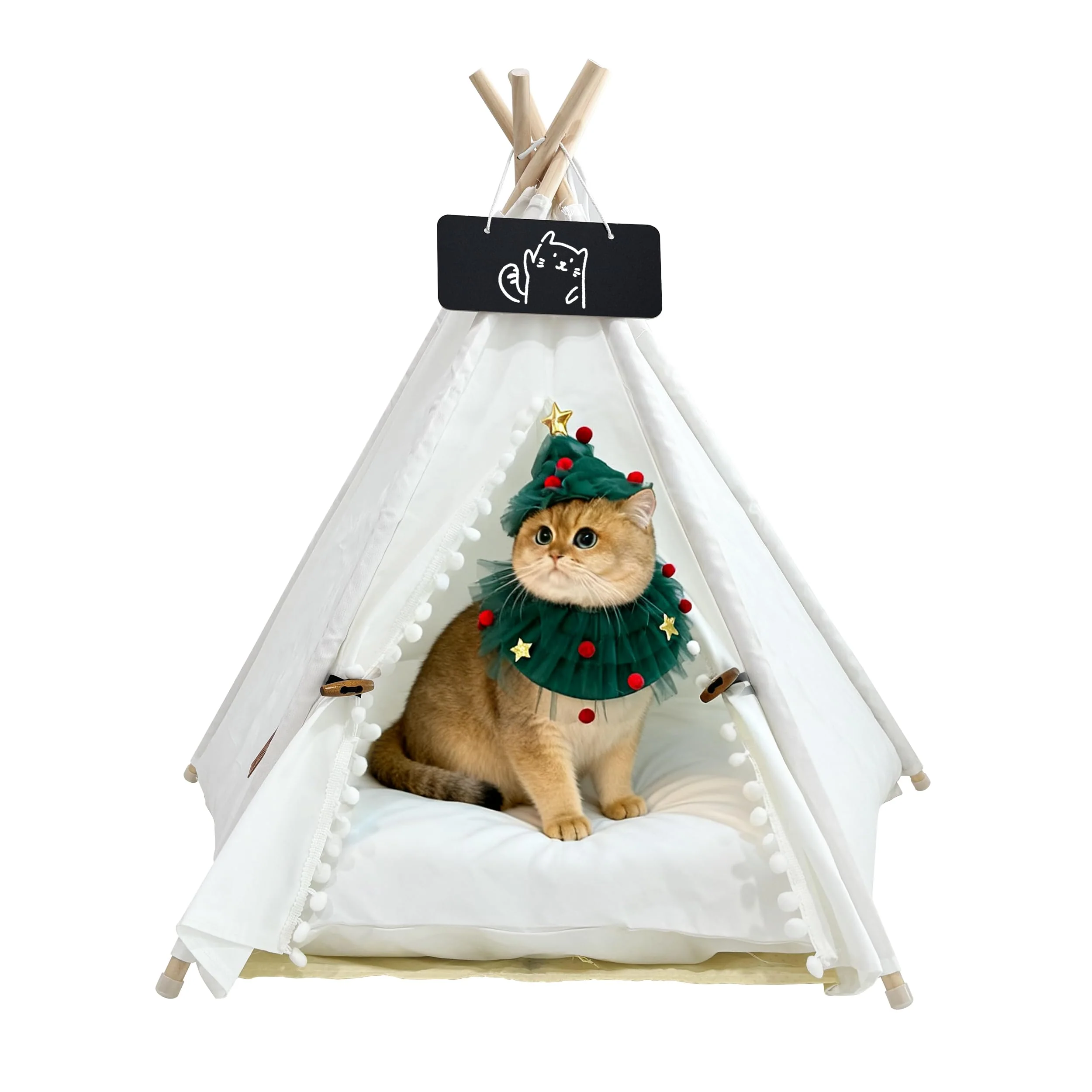 Healthy MHL.CXG Pet Tent Tipi for Cats Dogs – Washable Canvas Foldable Teepee with Anti-Slip Base Selected