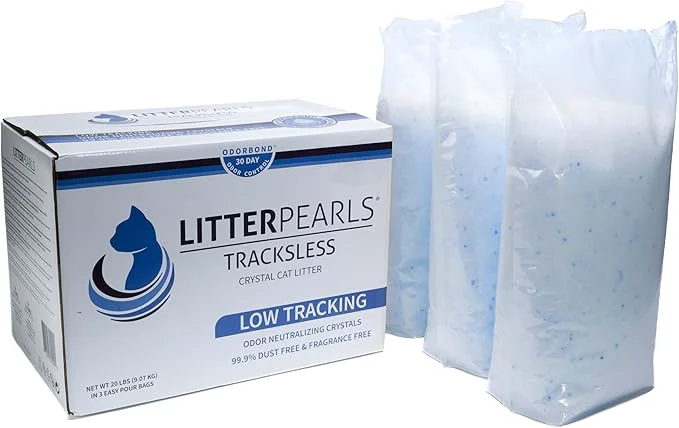 Carefully Designed Tracksless Litter Pearls Cat Litter White Clear and Blue Crystals 20 lb Litter Pearls Tracksless Cat Litter TLLP20About ThisOverview Quality