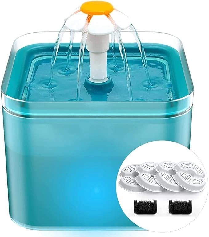 Verified Cat Water Fountain for Cats Indoor 67oz 2L Cat Fountain - Quiet Pet Water Fountain - Cyan Cat Fountains for Drinking Easy to Clean - for Cats Pets Small Animals - Including 4 Filters 2 SpongesAbout ThisOverview Powerful