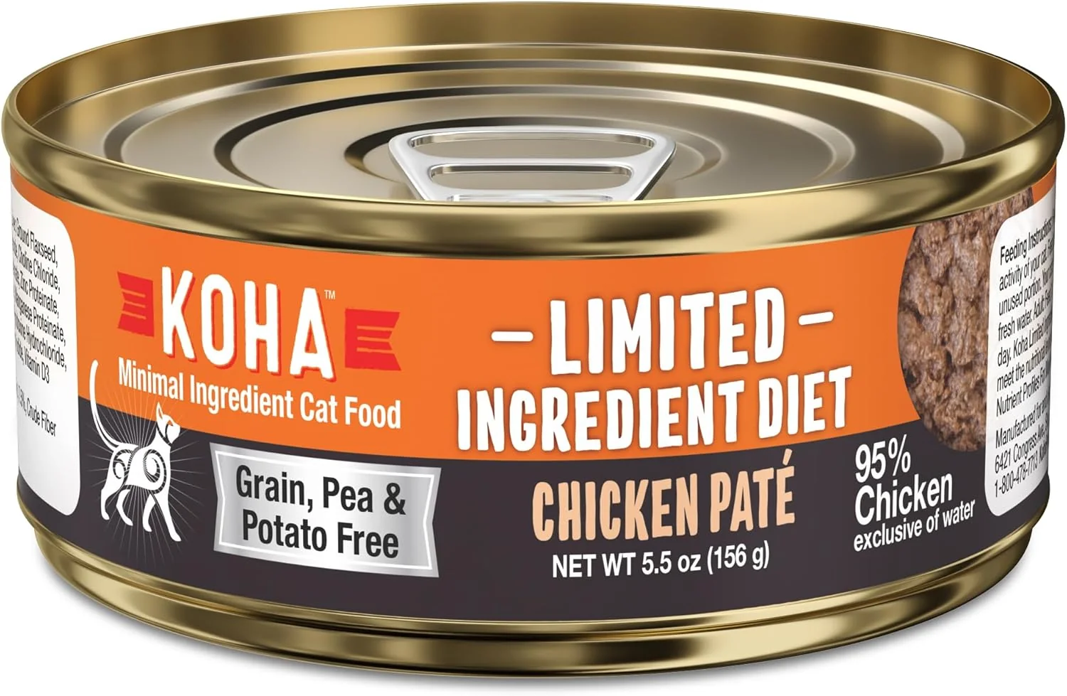 Classic KOHA Limited Ingredient Diet Chicken Pate for Cats - Single Meat Wet Cat Food for Sensitive Stomachs - Pate Cat Food with No Fillers - 5.5oz Pack of 24 Responsible