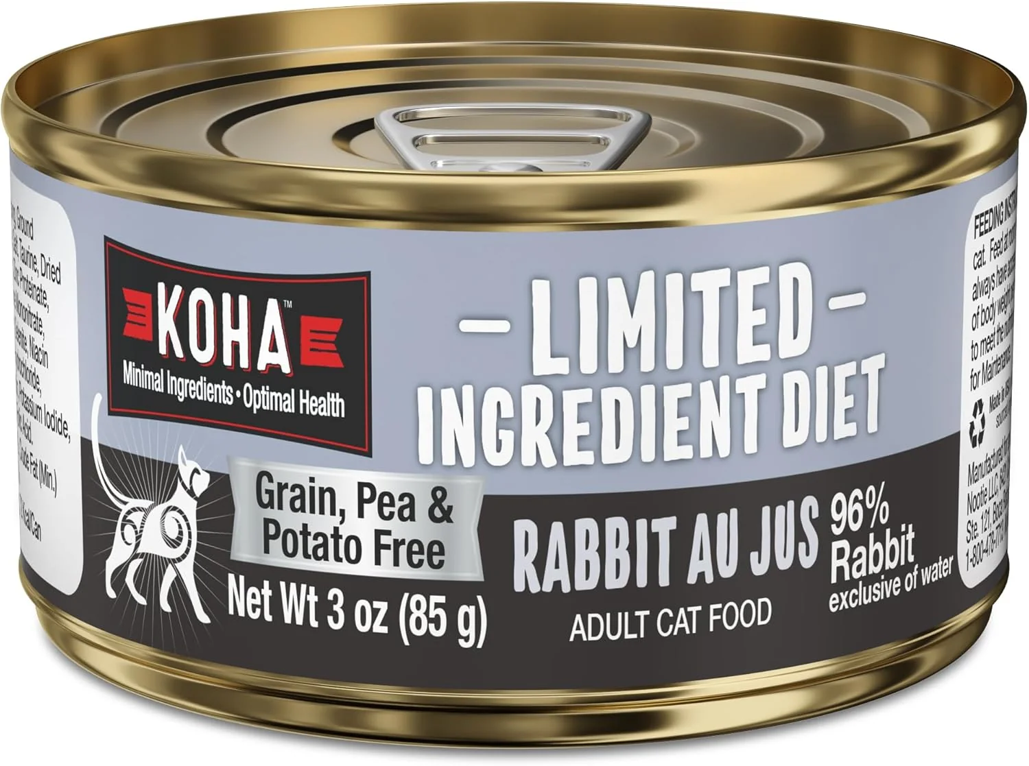 Fine Crafted KOHA Limited Ingredient Diet Rabbit Pate for Cats - Single Meat Wet Cat Food for Sensitive Stomachs - New Batch January 2025 Improved Smooth Texture - Pate Cat Food No Fillers - 3oz Pack of 24 Organic