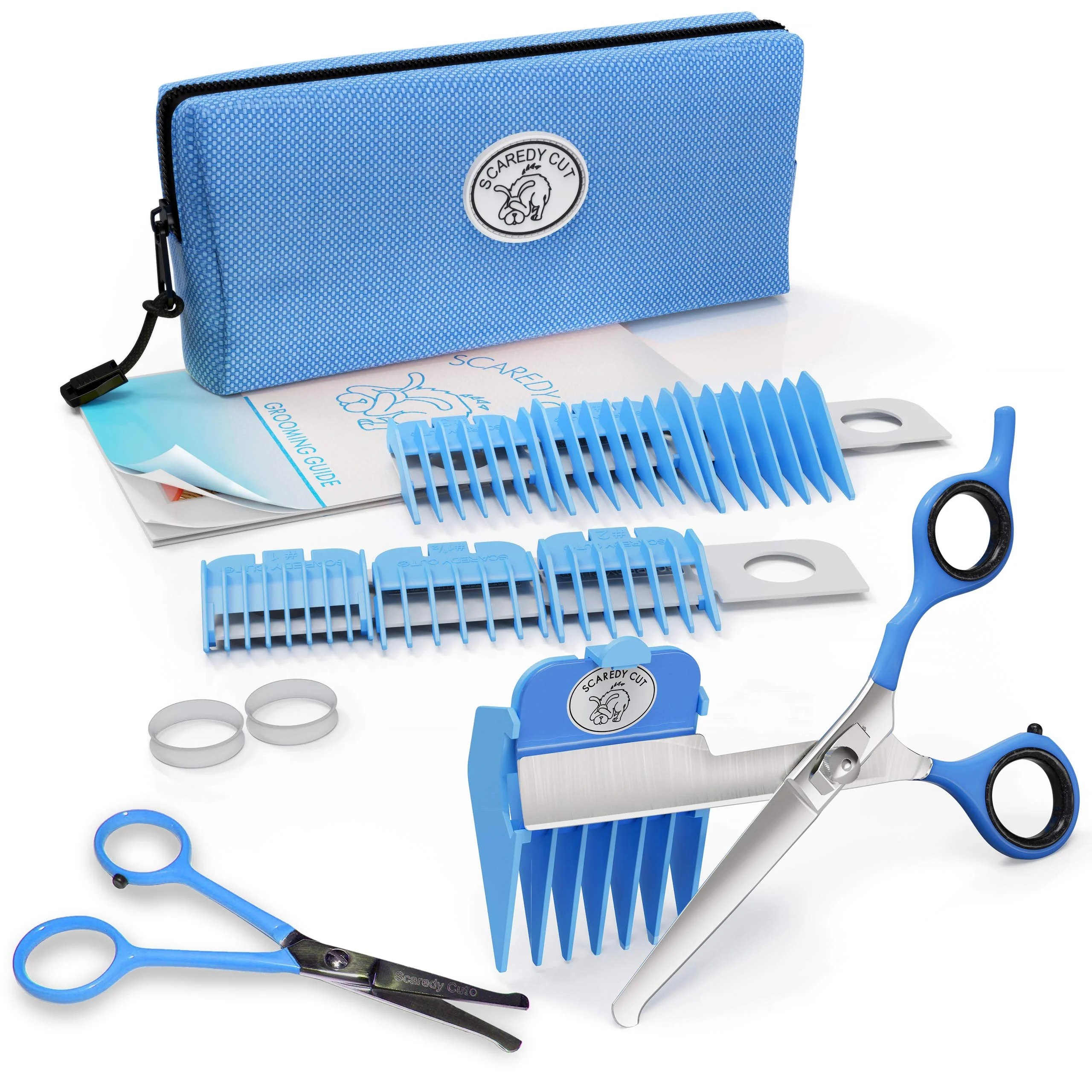 Elegant Scaredy Cut NO BUZZ Dog Clippers – Silent Tiny Trim Safety Scissor Right-Handed Blue Soft