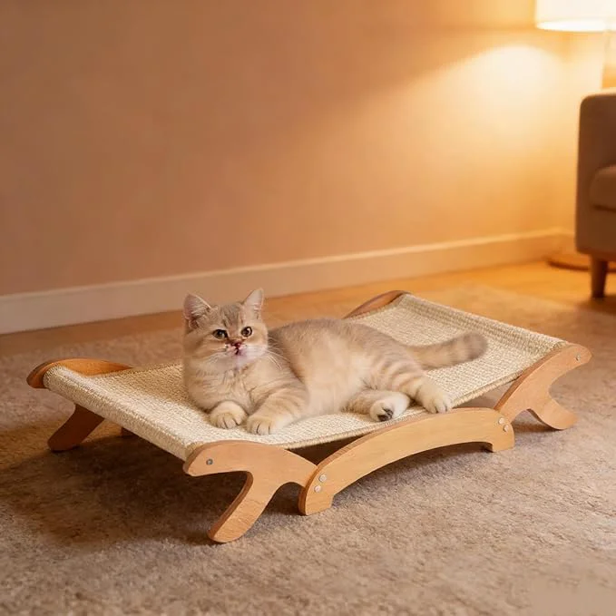 Verified d Cat Bed with Sisal Hammock for Cats Large Sisal Scratcher Bed for Indoor Cats Solid Beech Wood Frame up to 22Lbs 26.3 Lx16.1 Dx4.7 H About ThisOverview Organic