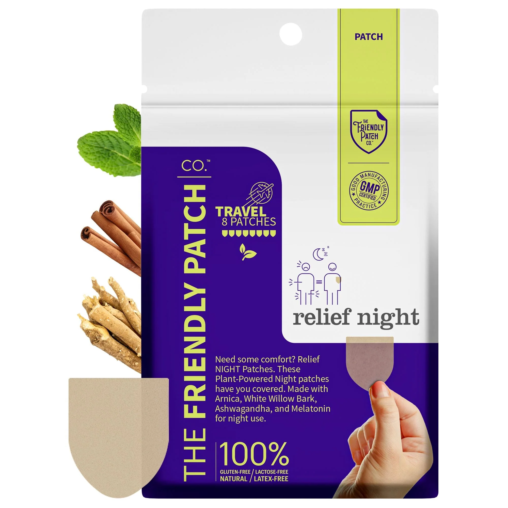 Artisan Relief Night Pain Patches Arnica Melatonin for Soreness Sleep - 8 Pack Enhanced