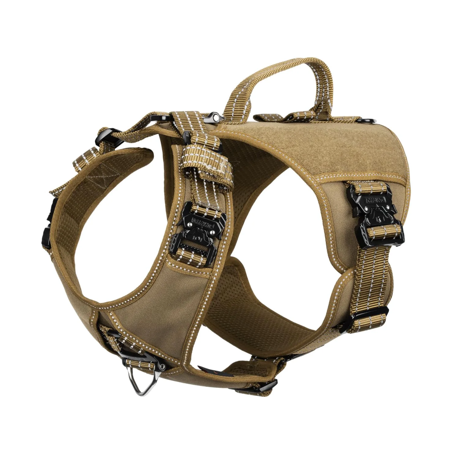 Smooth ICEFANG GN8 Tactical Dog Harness – X-Large Brown Reflective Vest with 4x Metal Buckles Recyclable