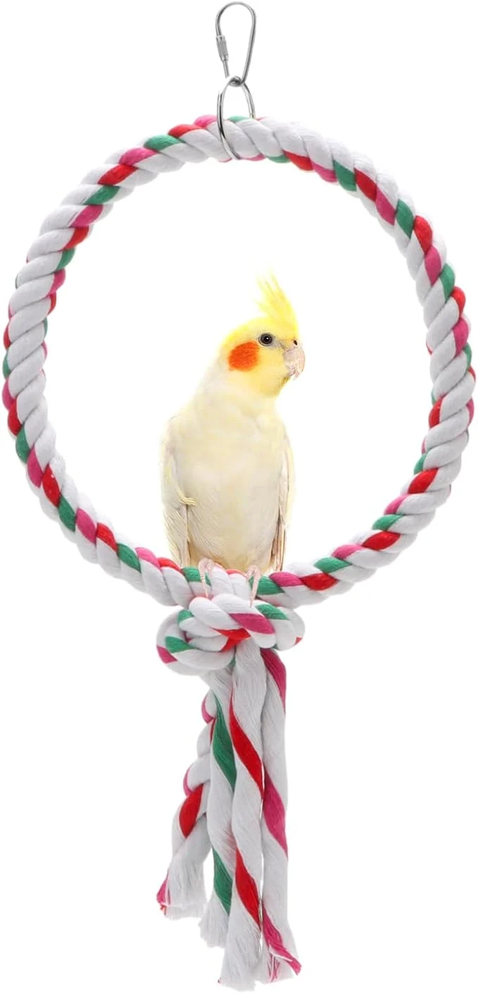 Professional Bird Rope Swing Toy Parrot Climbing Perch Stand Natural
