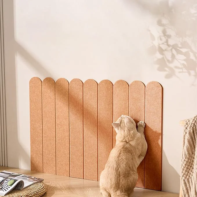 Traditional Cat Wall Scratcher Scratching Pads 3-Panel 0.35 Thick Felt Scratching Post Self-Adhesive Cat Scratch Mat for Sofa Door Wall Longan Yellow About ThisOverview Verified
